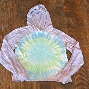 Tie Dye Girls Long Sleeve Shirt with Hoodie Sz M